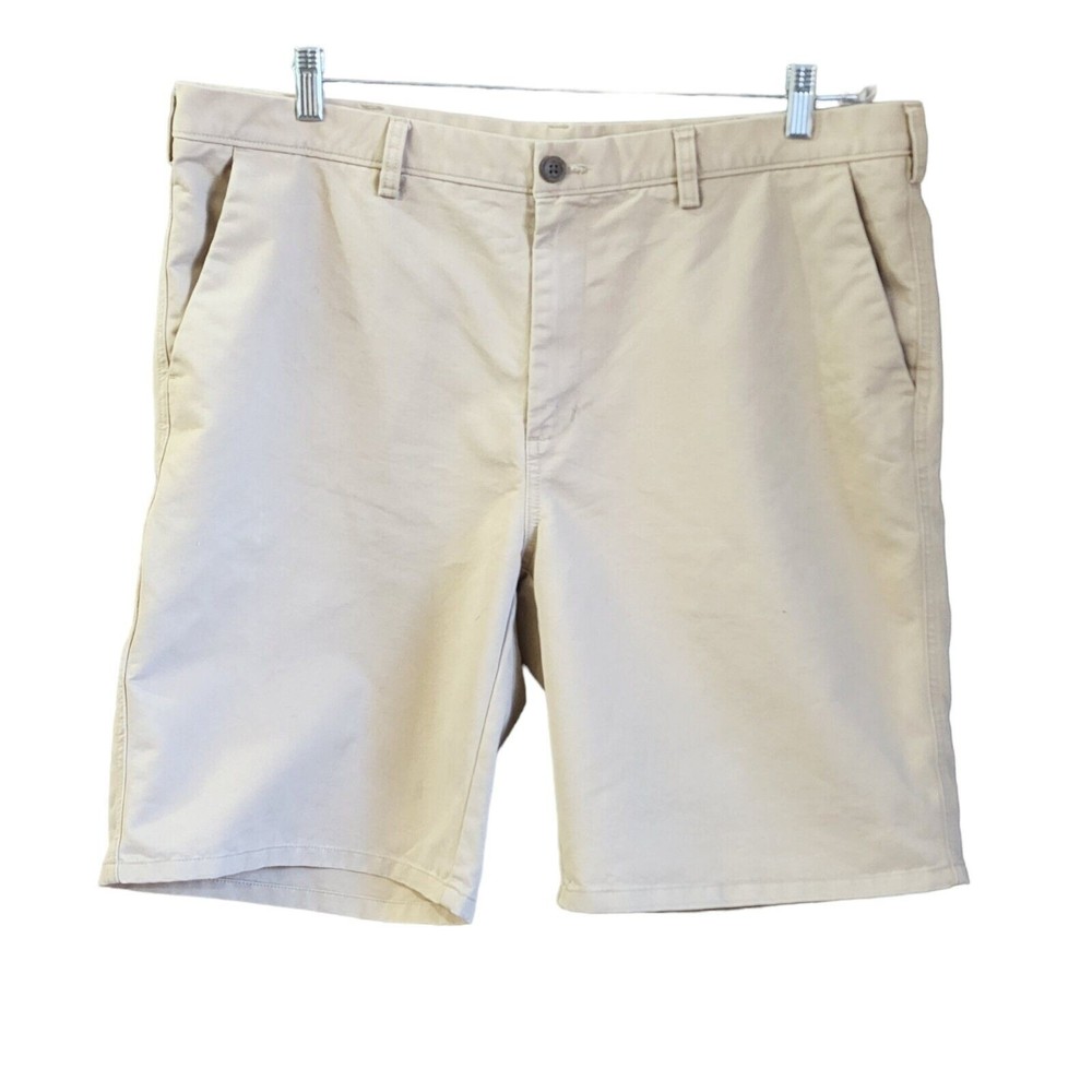 Haggar Men's Chino Khaki Shorts Size 40 Flat Front Tough Recycle Fiber Classic